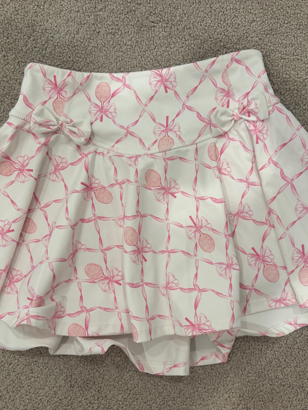 LoveShackFancy White Mini Skirt with Pink Pineapple Print